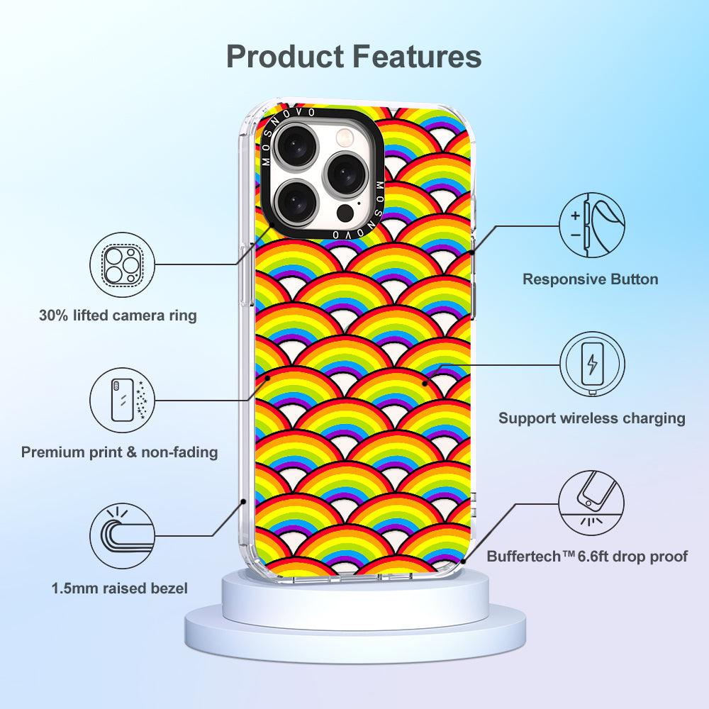 Rainbow Waves Phone Case - iPhone 15 Pro Max Case - MOSNOVO