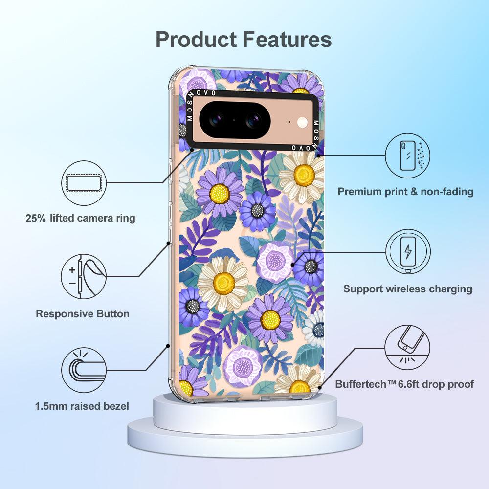 Purple Floral Phone Case - Google Pixel 8 Case - MOSNOVO