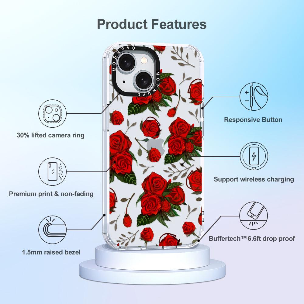 Simply Red Roses Phone Case - iPhone 15 Case - MOSNOVO