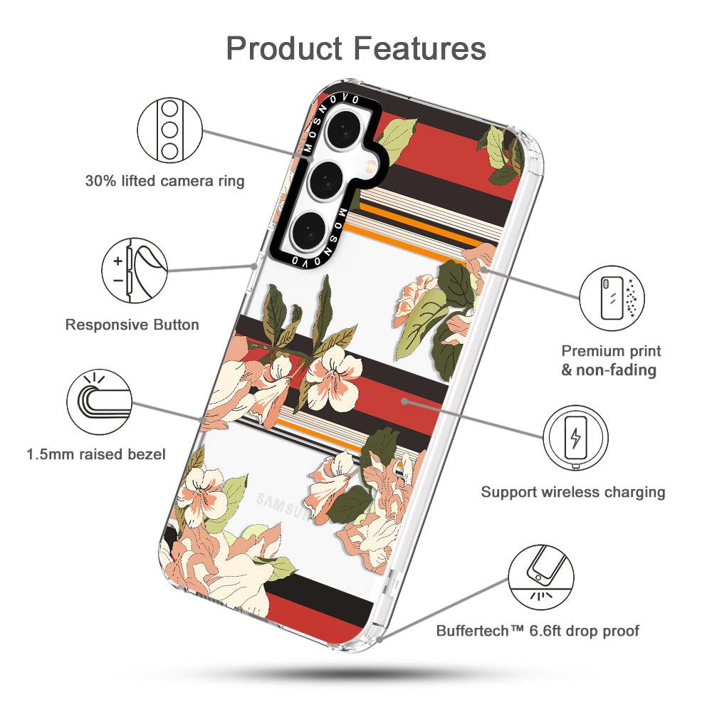 Classic Stripe Floral Phone Case - Samsung Galaxy S23 FE Case