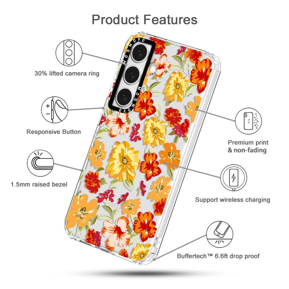 70s Boho Yellow Flower Phone Case - Samsung Galaxy S24 Case - MOSNOVO