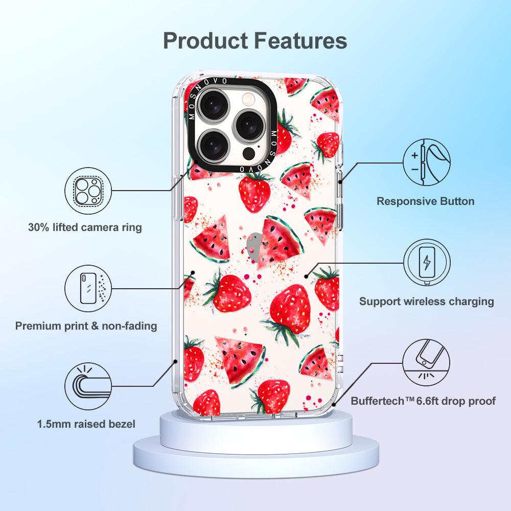 Watermelon and Strawberry Phone Case - iPhone 15 Pro Max Case - MOSNOVO