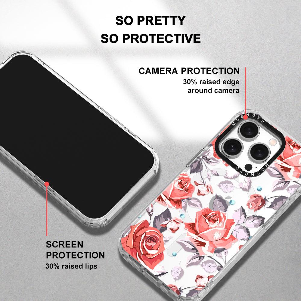 Retro Flower Roses Phone Case - iPhone 15 Pro Case - MOSNOVO