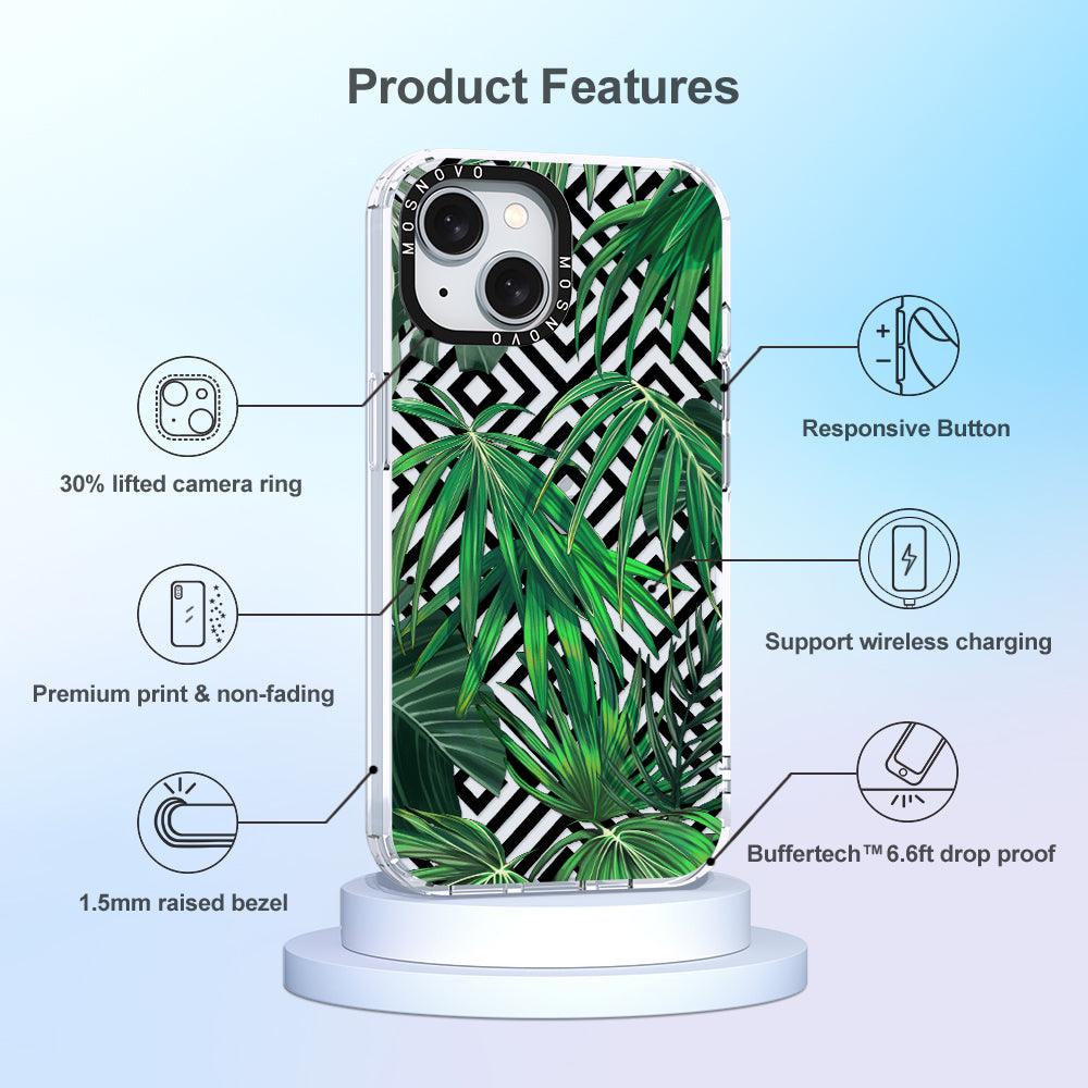 Areca Palm Pattern Phone Case - iPhone 15 Plus Case - MOSNOVO