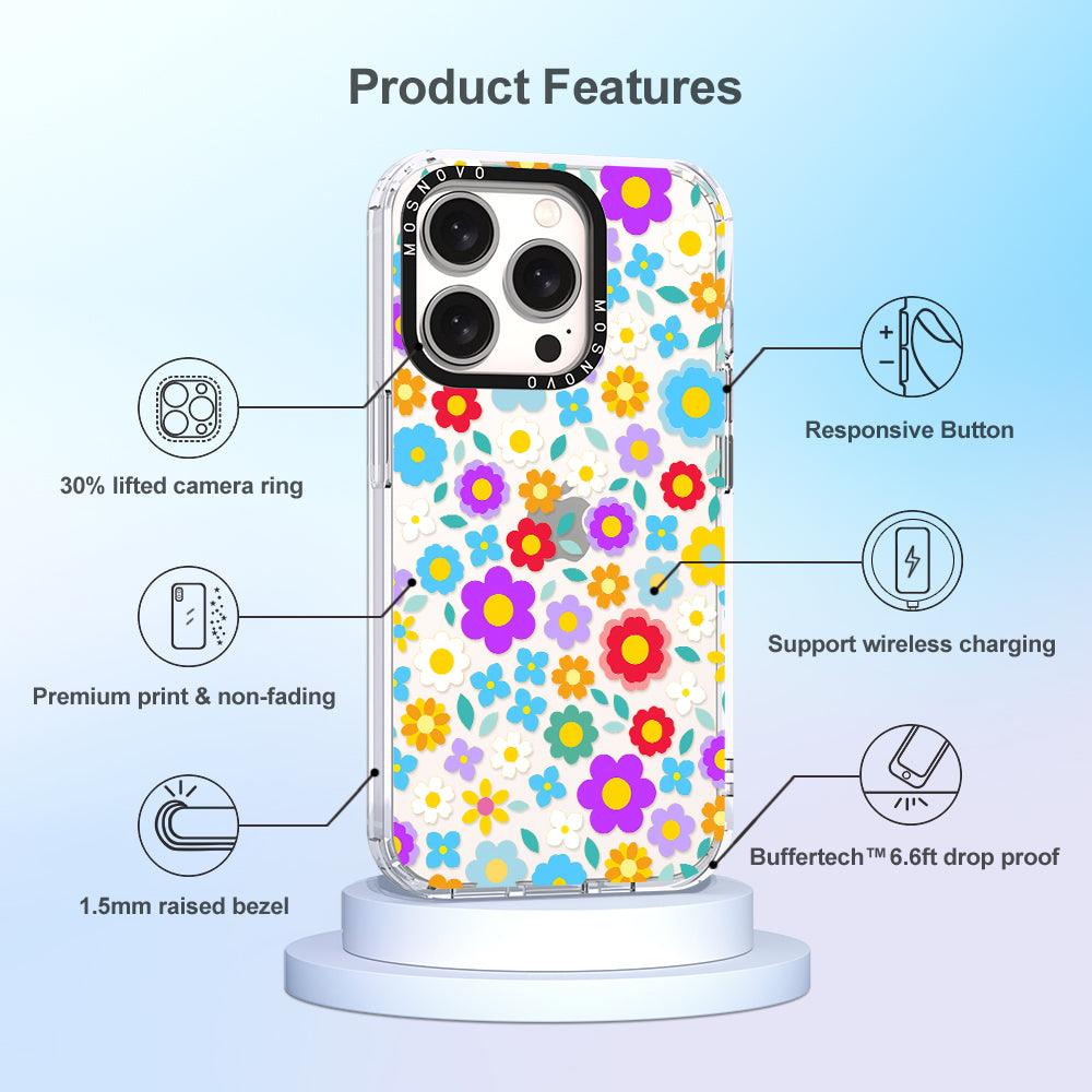 Retro Flower Phone Case - iPhone 15 Pro Case - MOSNOVO