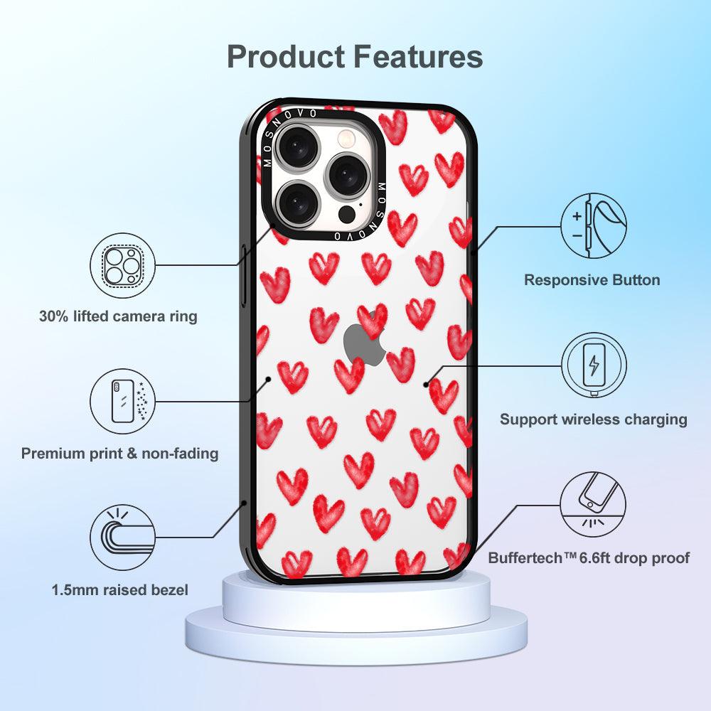 Cute Little Hearts Phone Case - iPhone 15 Pro Max Case - MOSNOVO