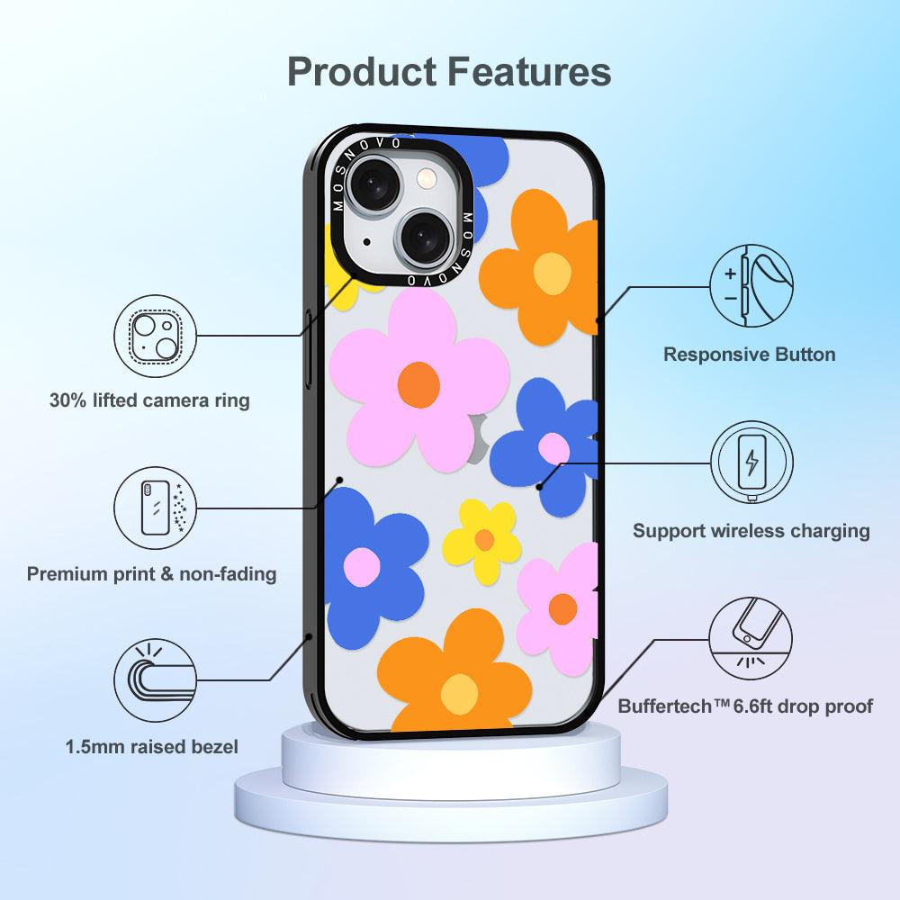 60's Groovy Flower Phone Case - iPhone 15 Plus Case - MOSNOVO