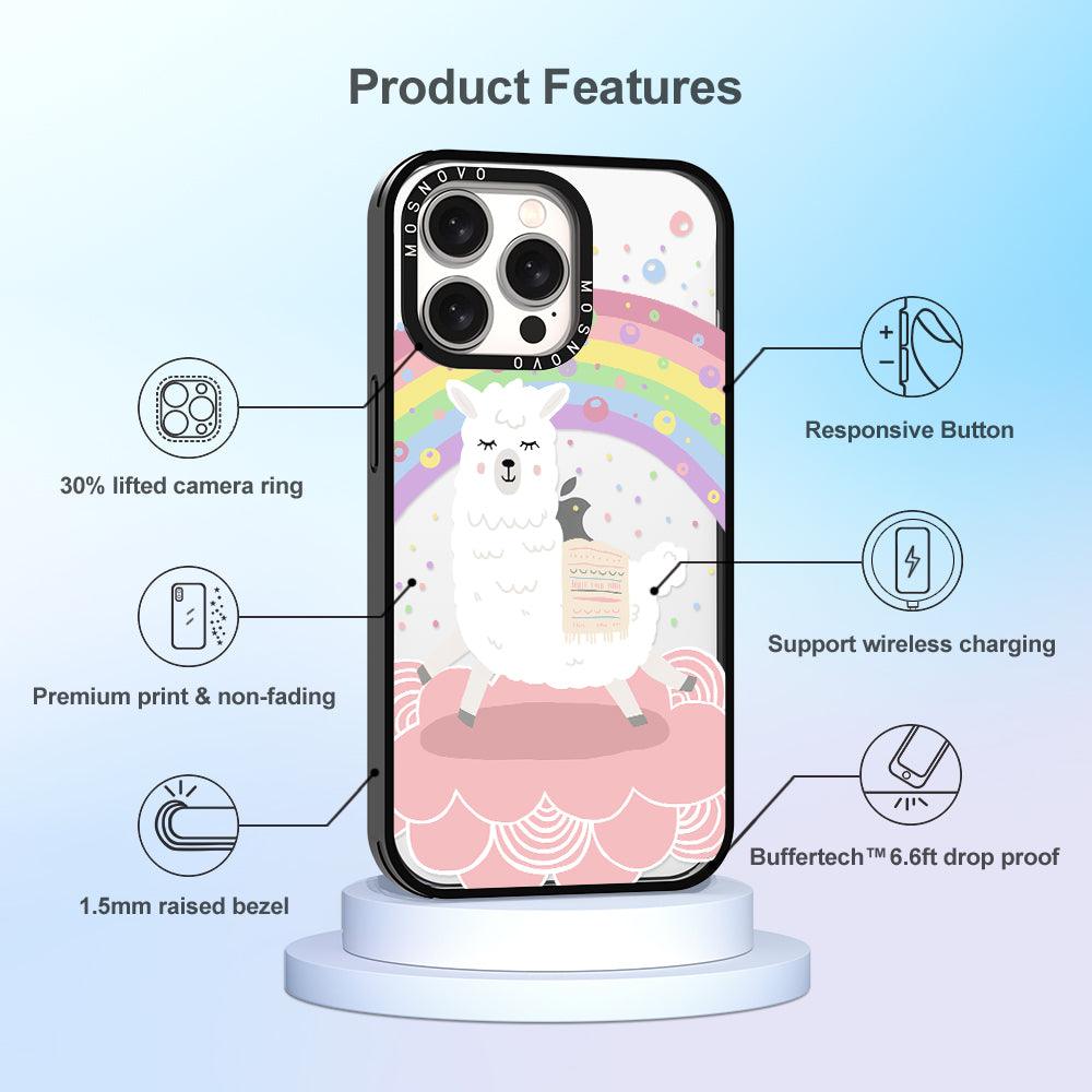 Rainbow Alpaca Phone Case - iPhone 15 Pro Max Case - MOSNOVO