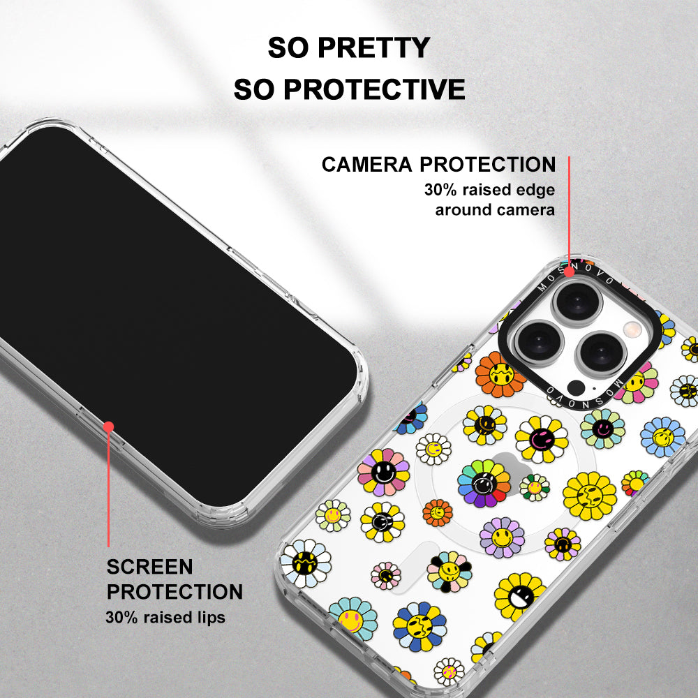 Flower Smiley Face Phone Case - iPhone 15 Pro Case - MOSNOVO