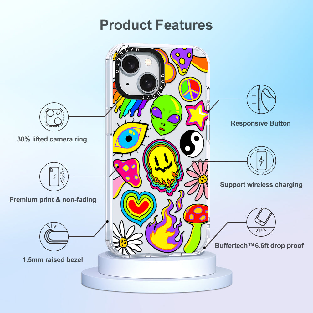 Hippie Rainbow Face Love Phone Case - iPhone 15 Case - MOSNOVO