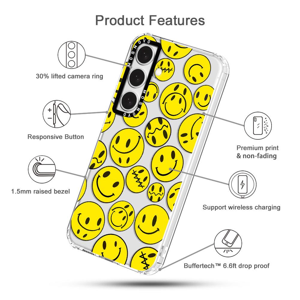 Yellow Sad Smile Face Phone Case - Samsung Galaxy S24 Case - MOSNOVO