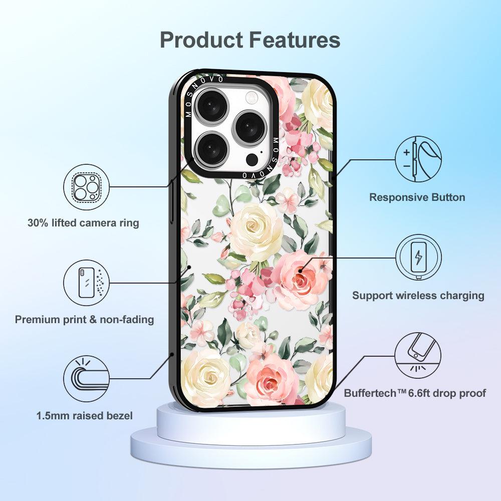 Watercolor Flower Floral Phone Case - iPhone 15 Pro Case - MOSNOVO