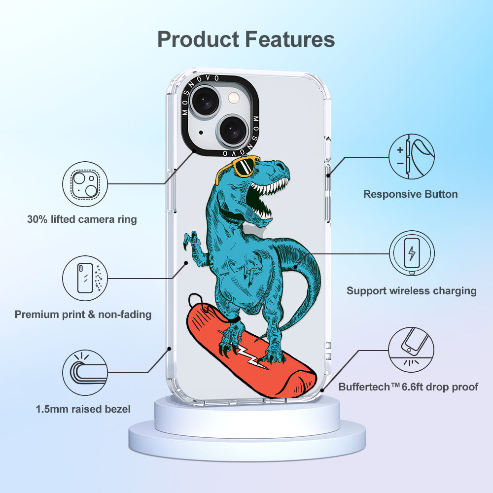 Surfing Dinosaur Phone Case - iPhone 15 Case - MOSNOVO