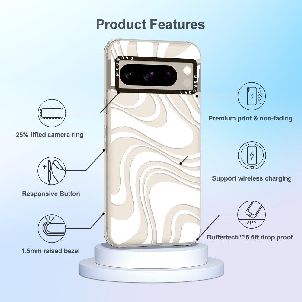 White Swirl Phone Case - Google Pixel 8 Pro Case - MOSNOVO