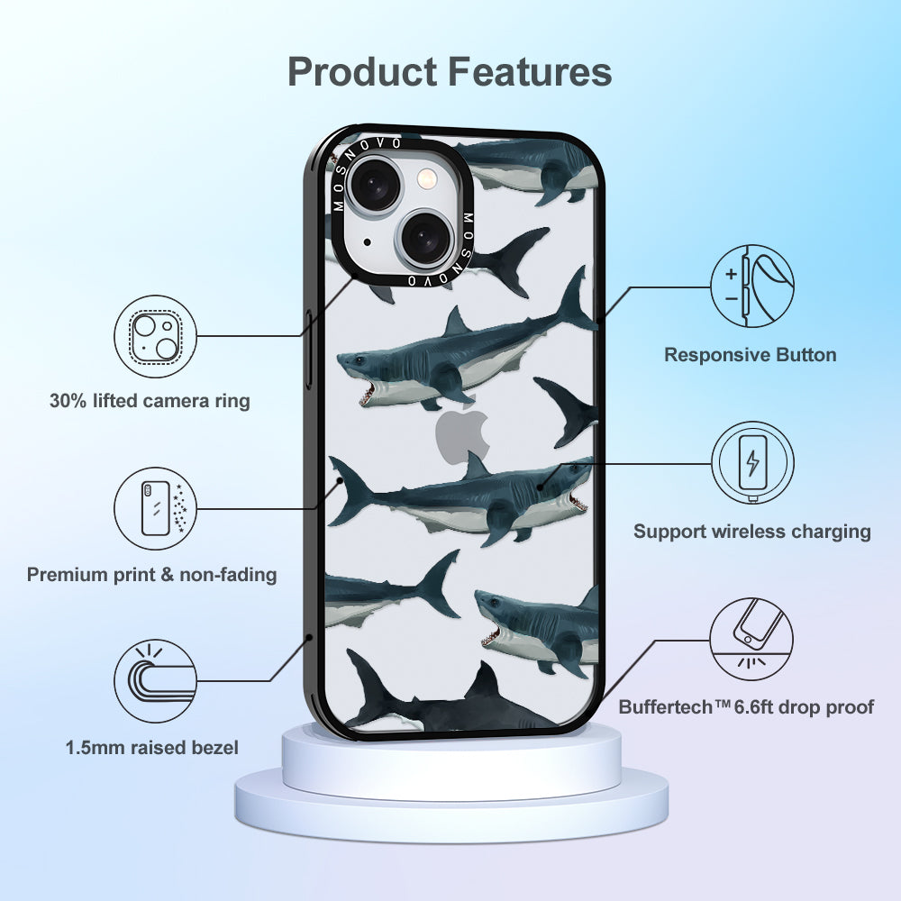 White Shark Phone Case - iPhone 15 Plus Case - MOSNOVO