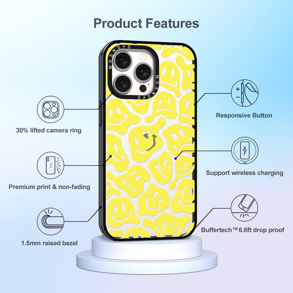 Melted Yellow Smiles Face Phone Case - iPhone 15 Pro Max Case - MOSNOVO