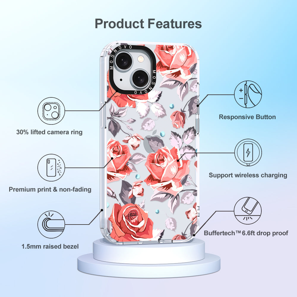 Retro Flower Roses Phone Case - iPhone 15 Case - MOSNOVO