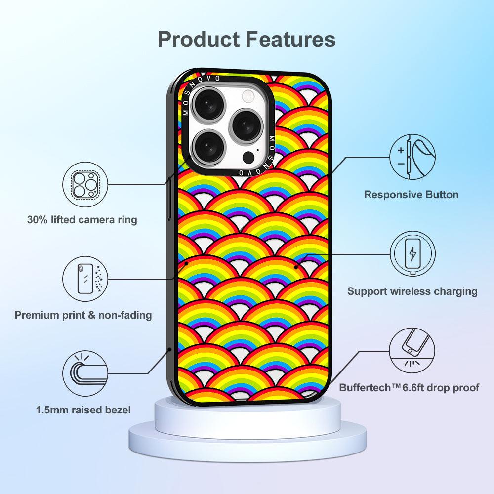 Rainbow Waves Phone Case - iPhone 15 Pro Case - MOSNOVO