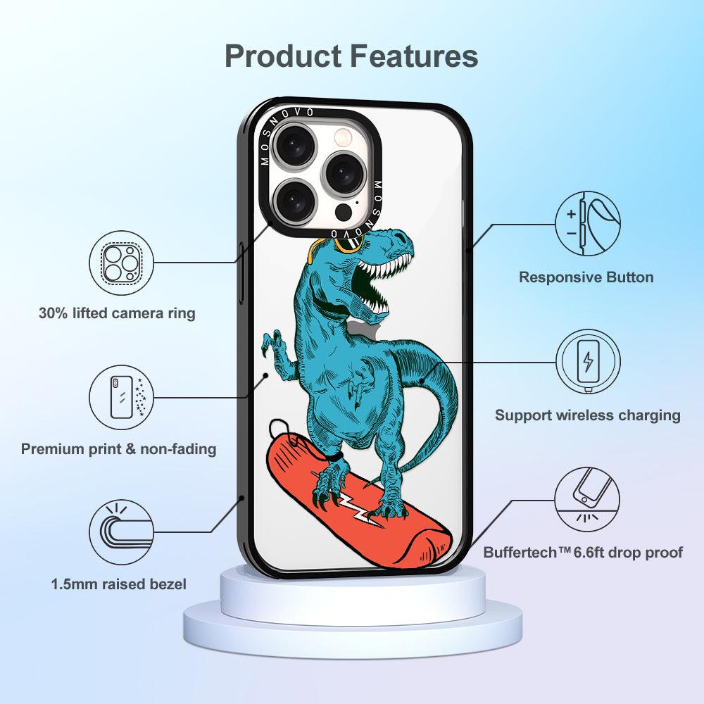 Surfing Dinosaur Phone Case - iPhone 15 Pro Max Case - MOSNOVO