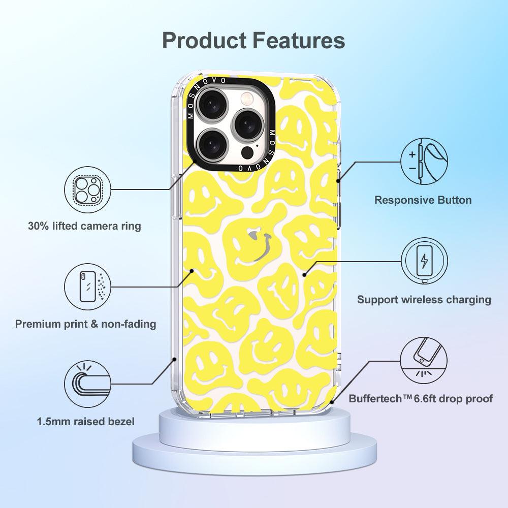 Melted Yellow Smiles Face Phone Case - iPhone 15 Pro Max Case - MOSNOVO