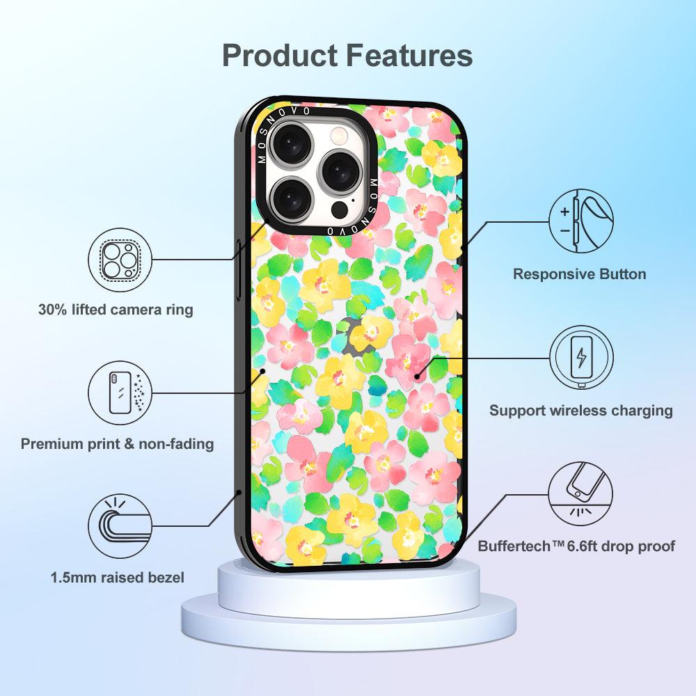 Floral Print Phone Case - iPhone 15 Pro Max Case - MOSNOVO