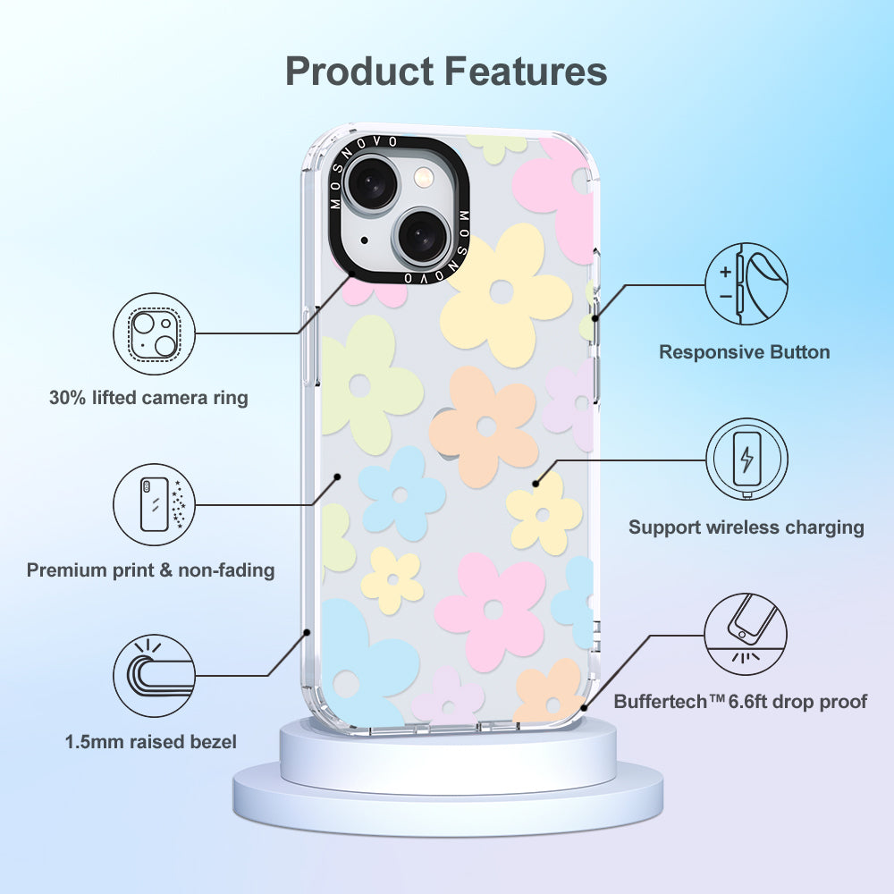 Pastel Flower Phone Case - iPhone 15 Plus Case - MOSNOVO