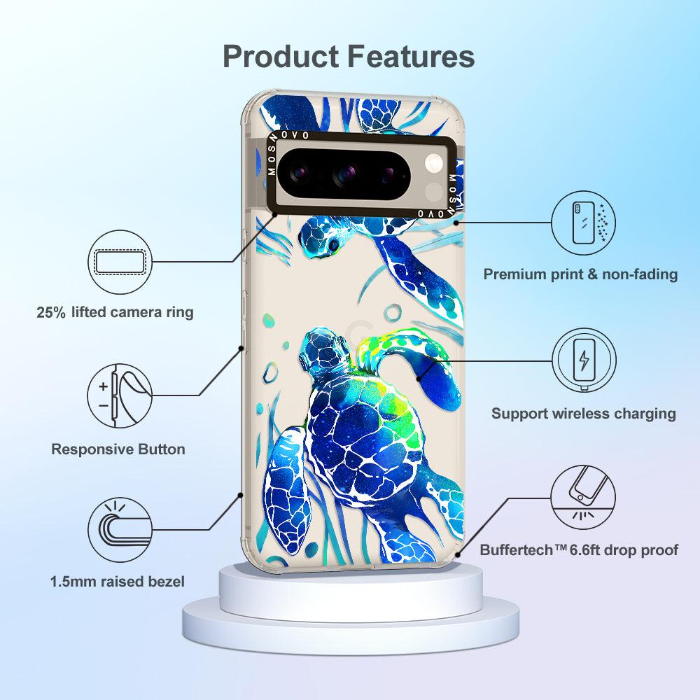 Blue Sea Turtle Phone Case - Google Pixel 8 Pro Case - MOSNOVO