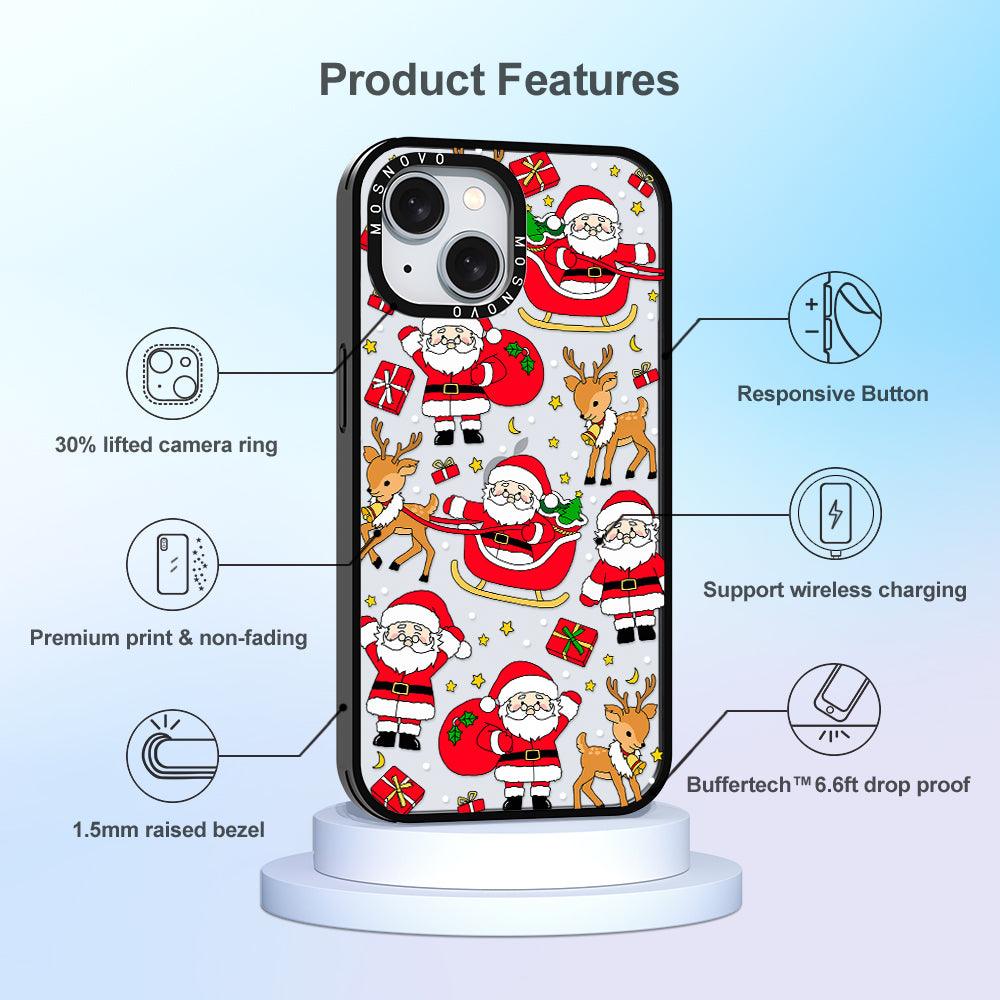 Cute Santa Claus Deer Phone Case - iPhone 15 Case - MOSNOVO