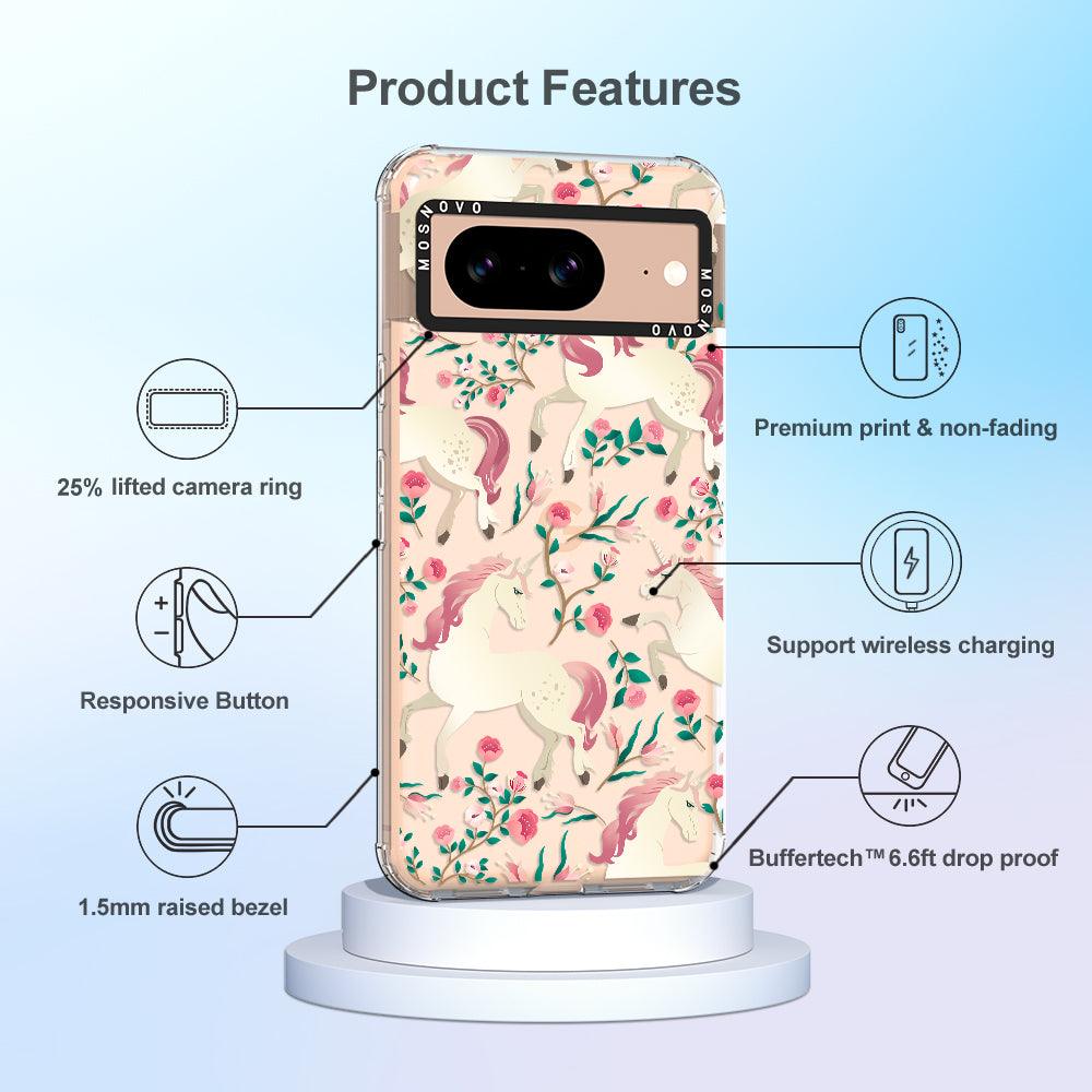 Unicorn with Floral Phone Case - Google Pixel 8 Case - MOSNOVO