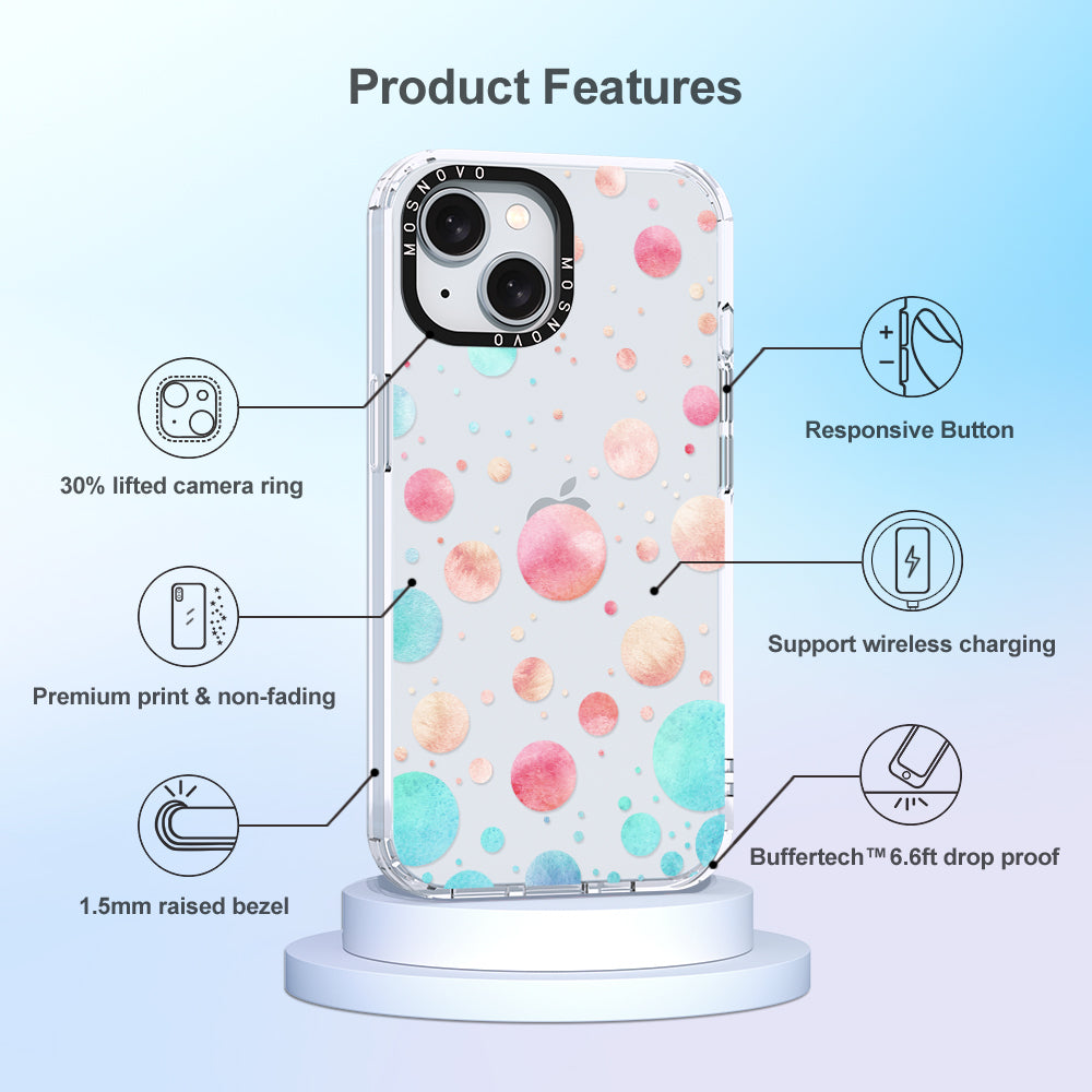 Watercolor Polka Dot Phone Case - iPhone 15 Case Clear