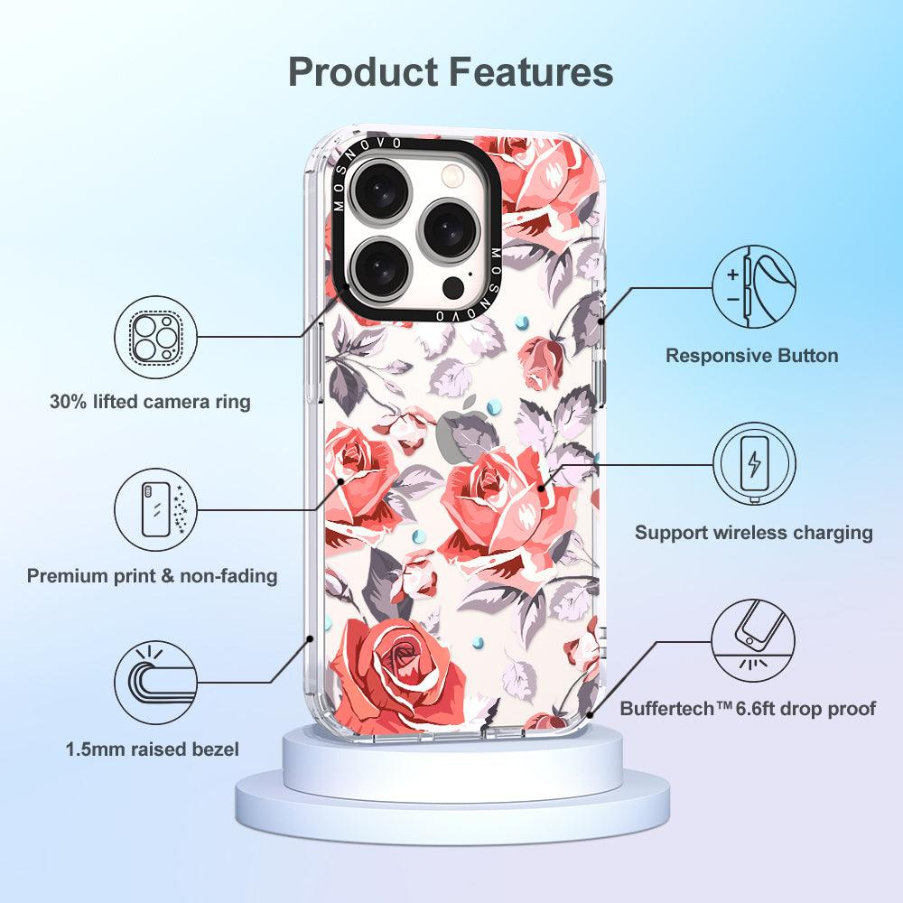 Retro Flower Roses Phone Case - iPhone 15 Pro Case - MOSNOVO