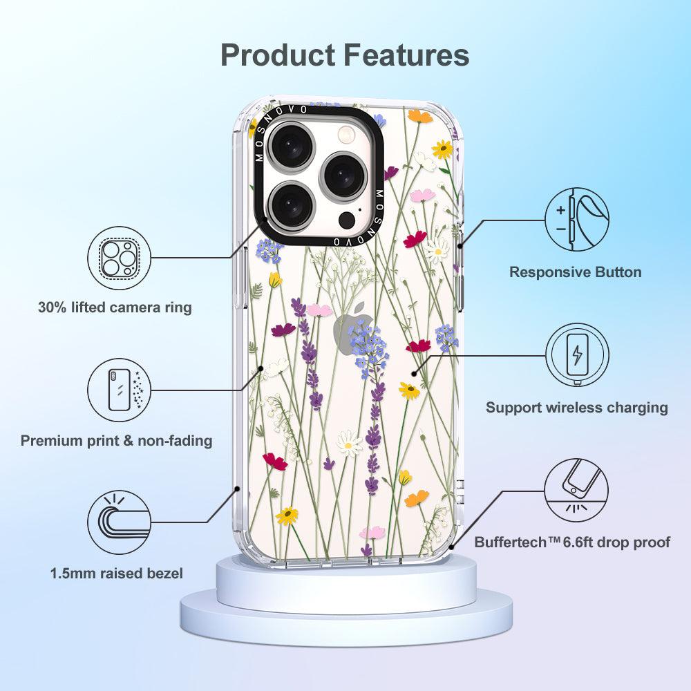 Floral Garden Lavender Daisy Flower Phone Case - iPhone 15 Pro Case - MOSNOVO