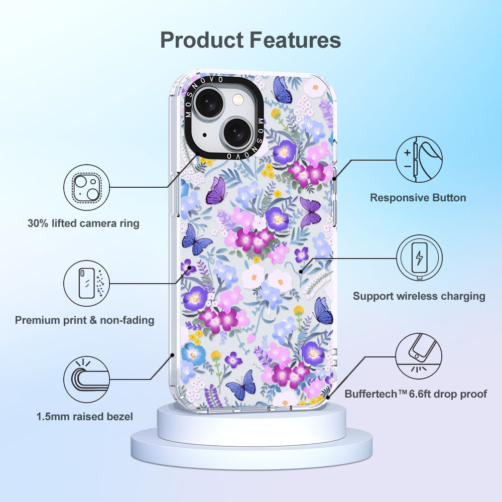 Purple Peri Nemophila Flower Phone Case - iPhone 15 Plus Case - MOSNOVO