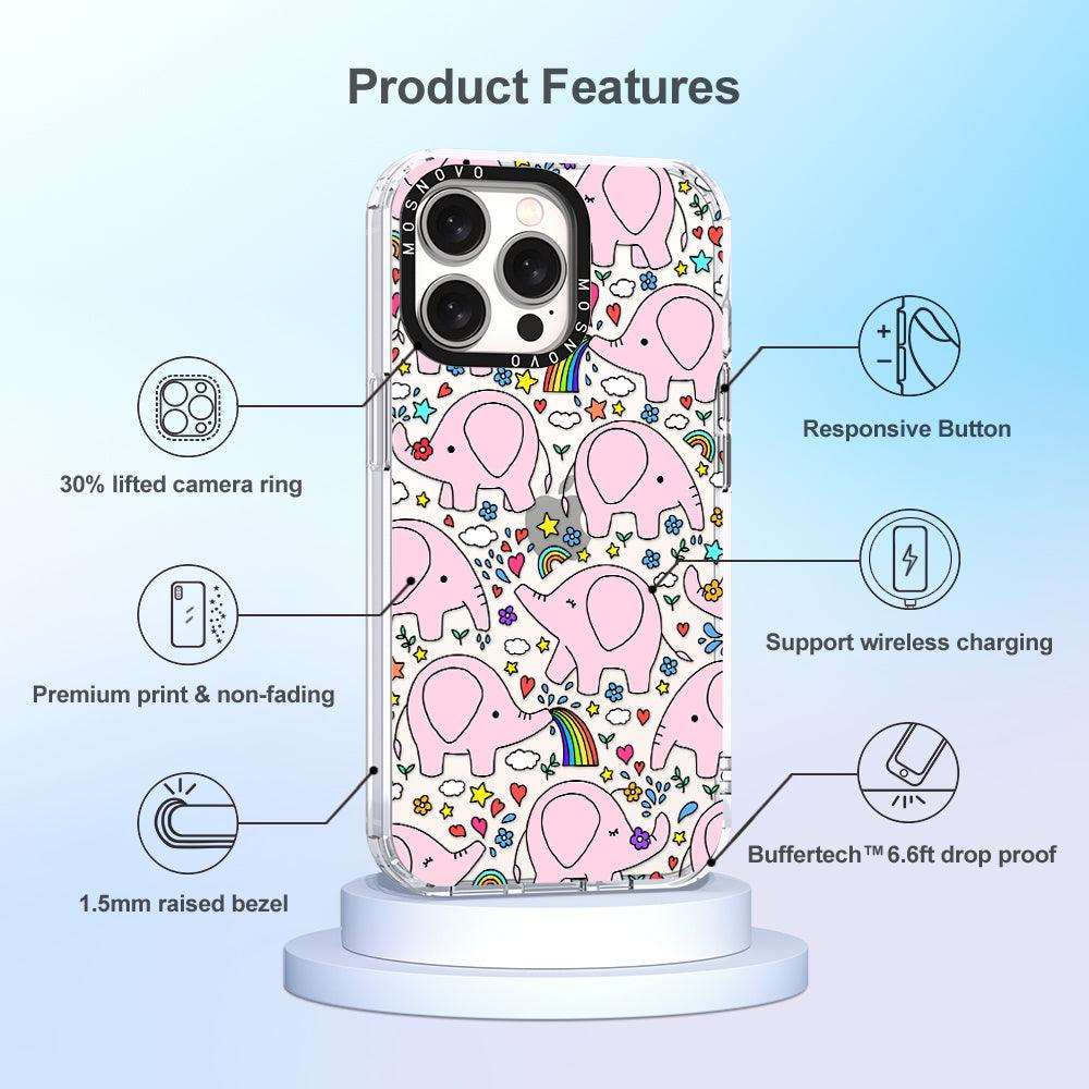 Pink Elephant Phone Case - iPhone 15 Pro Max Case - MOSNOVO