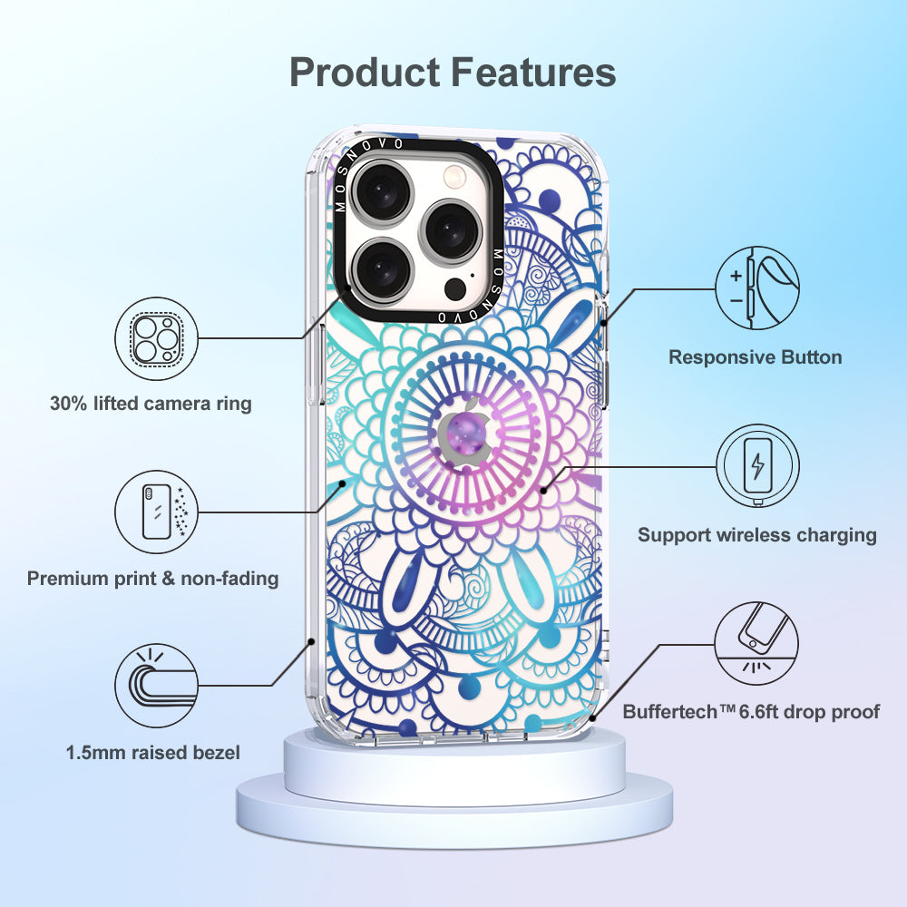 Violet Blue Mandala Phone Case - iPhone 15 Pro Case - MOSNOVO