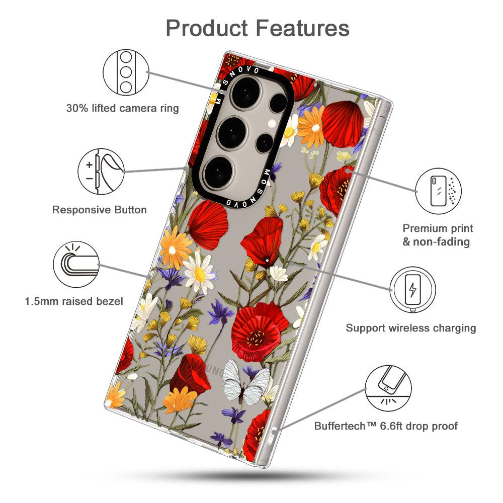 Poppy Floral Phone Case - Samsung Galaxy S24 Ultra Case - MOSNOVO