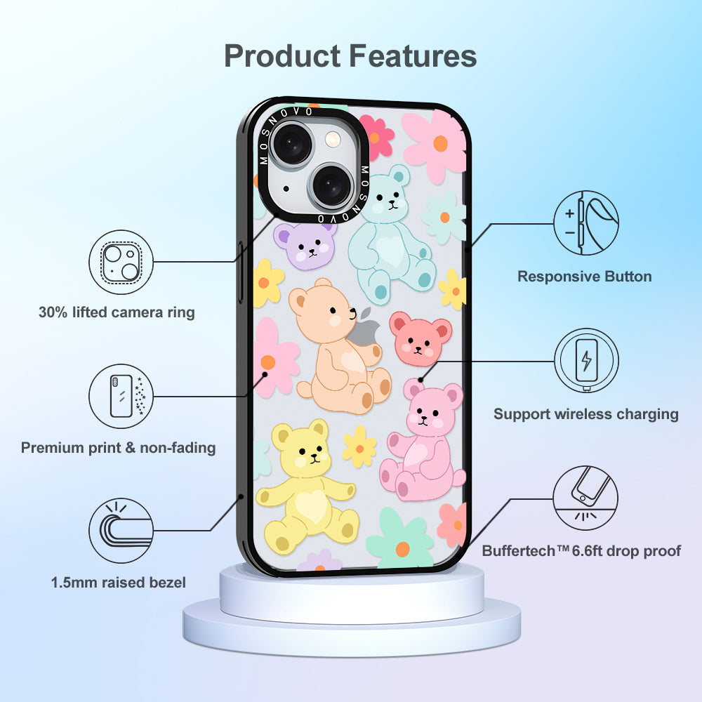 Cute Teddy Bear Phone Case - iPhone 15 Case - MOSNOVO