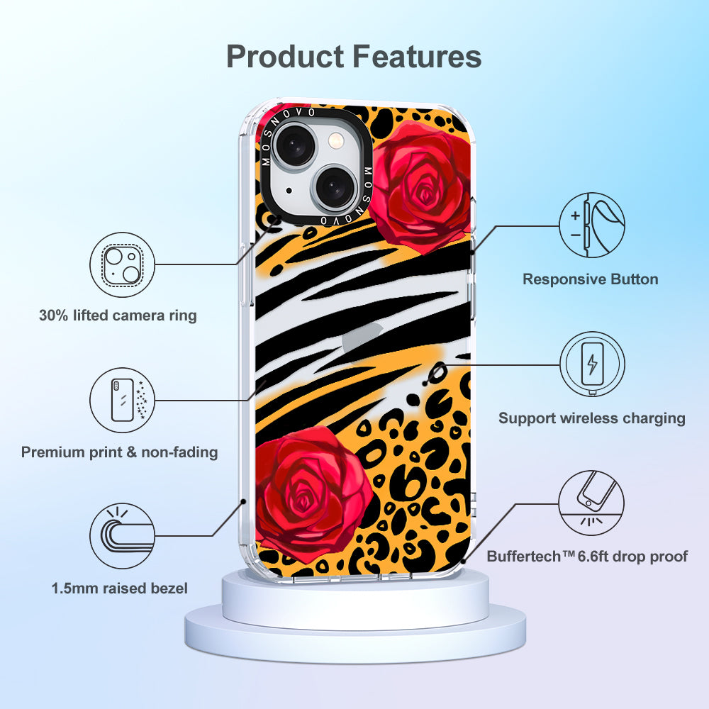 Wild Floral Leopard Phone Case - iPhone 15 Case - MOSNOVO