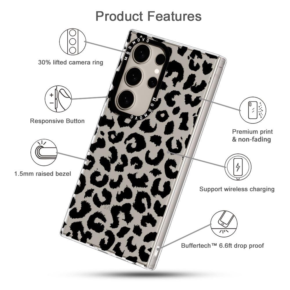 Black Leopard Print Phone Case - Samsung Galaxy S24 Ultra Case - MOSNOVO