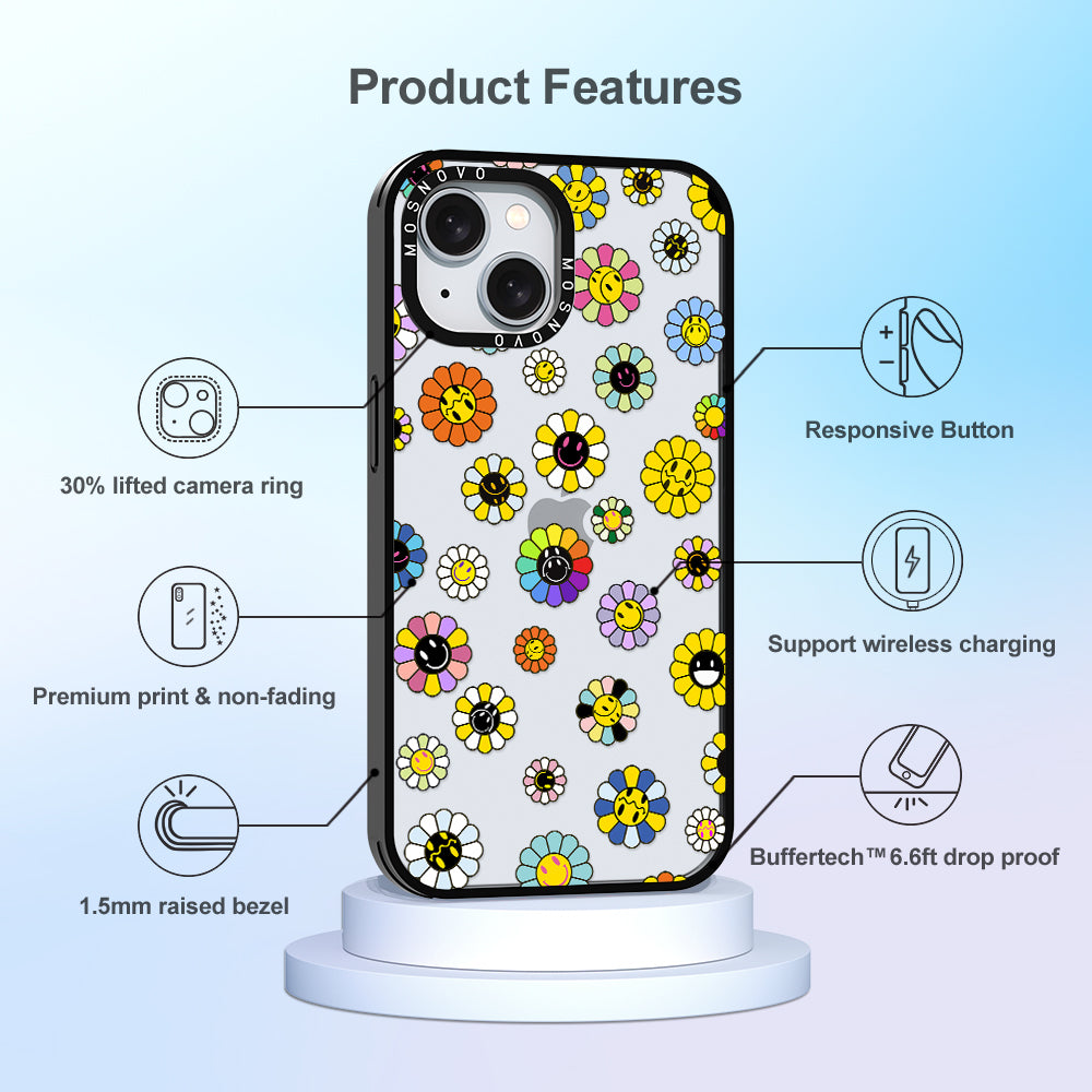 Flower Smiley Face Phone Case - iPhone 15 Case - MOSNOVO