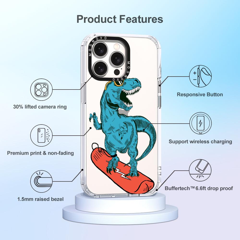 Surfing Dinosaur Phone Case - iPhone 15 Pro Max Case - MOSNOVO