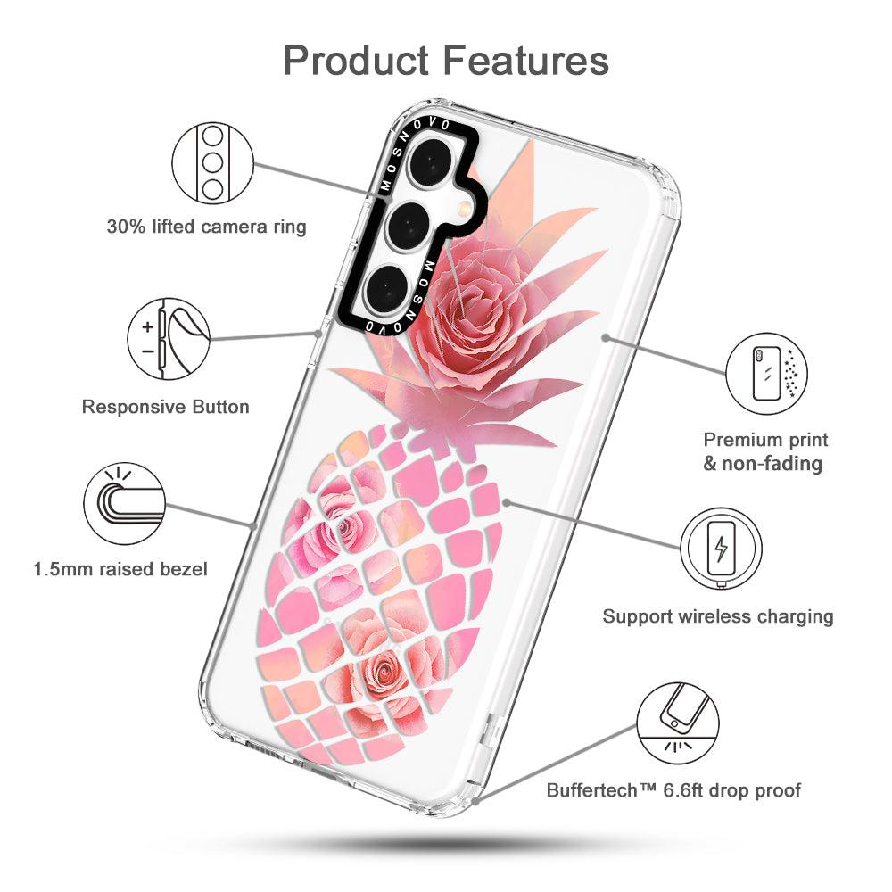 Pink Floral Pineapple Phone Case - Samsung Galaxy S23 FE Case