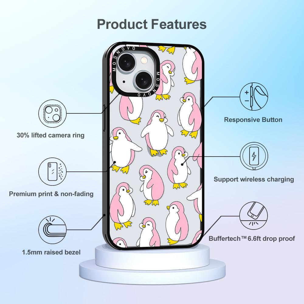 Pink Penguins Phone Case - iPhone 15 Plus Case - MOSNOVO