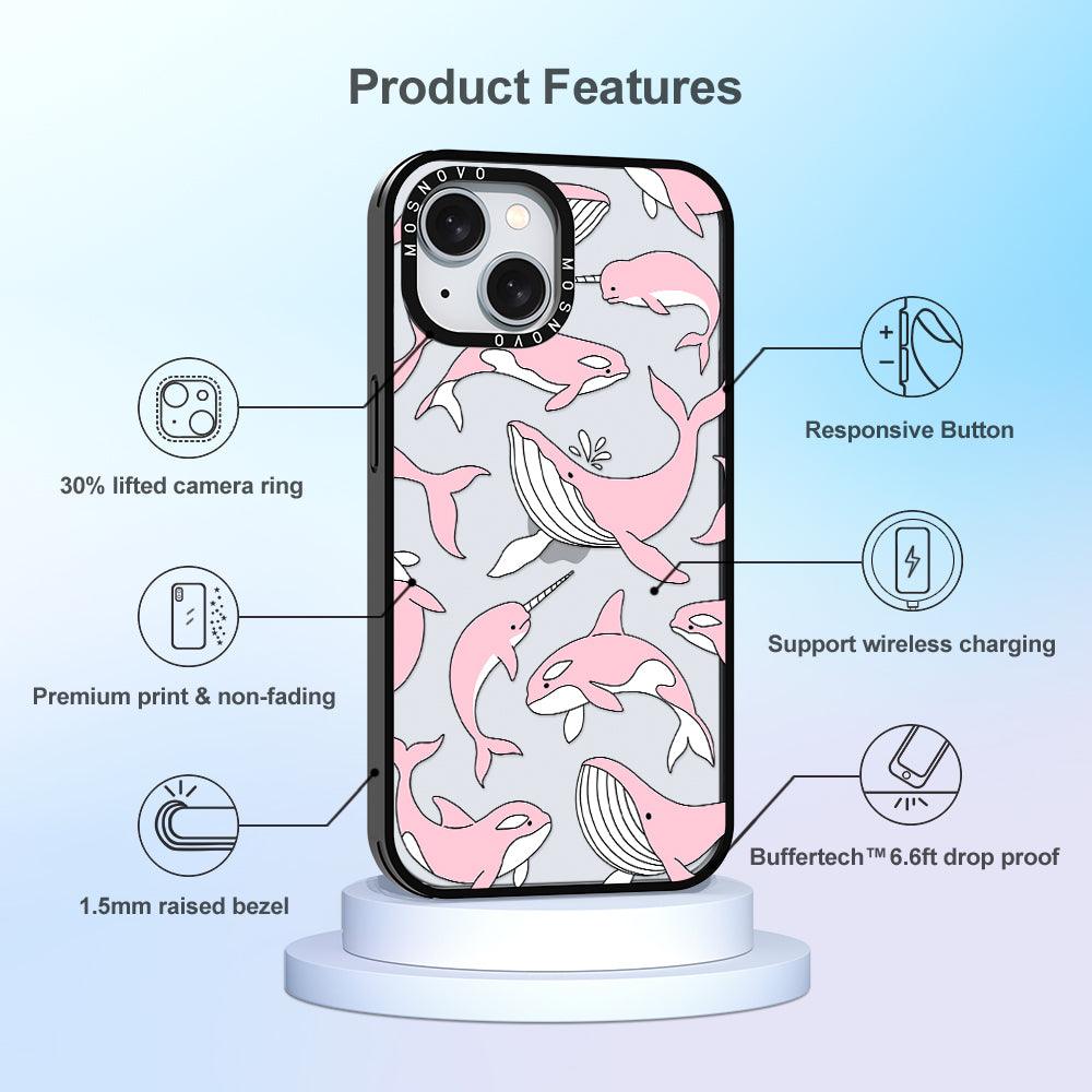 Pink Whales Phone Case - iPhone 15 Plus Case - MOSNOVO