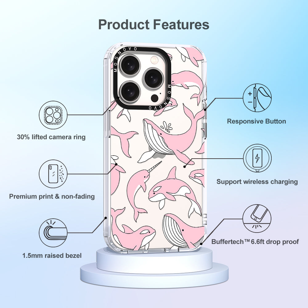 Pink Whales Phone Case - iPhone 15 Pro Case - MOSNOVO