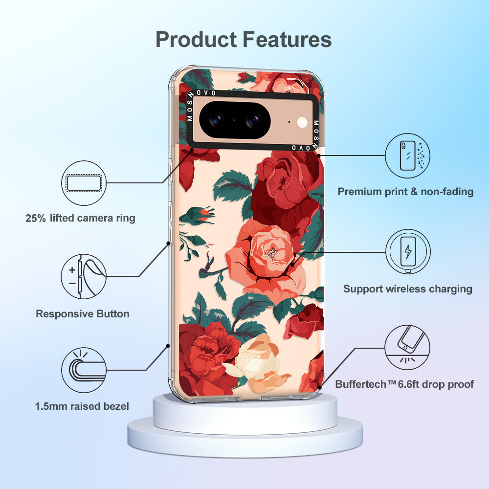 Vintage Red Rose Phone Case - Google Pixel 8 Case - MOSNOVO