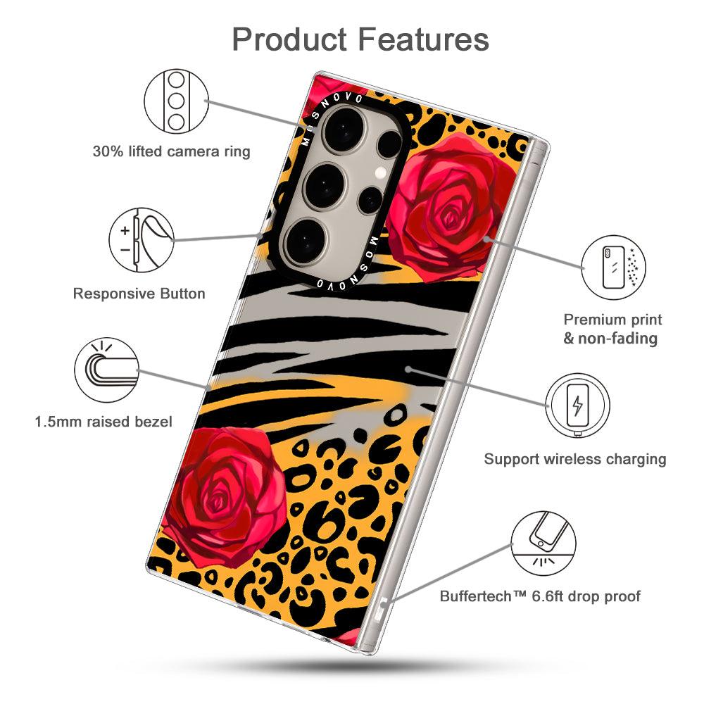 Wild Floral Leopard Phone Case - Samsung Galaxy S24 Ultra Case - MOSNOVO