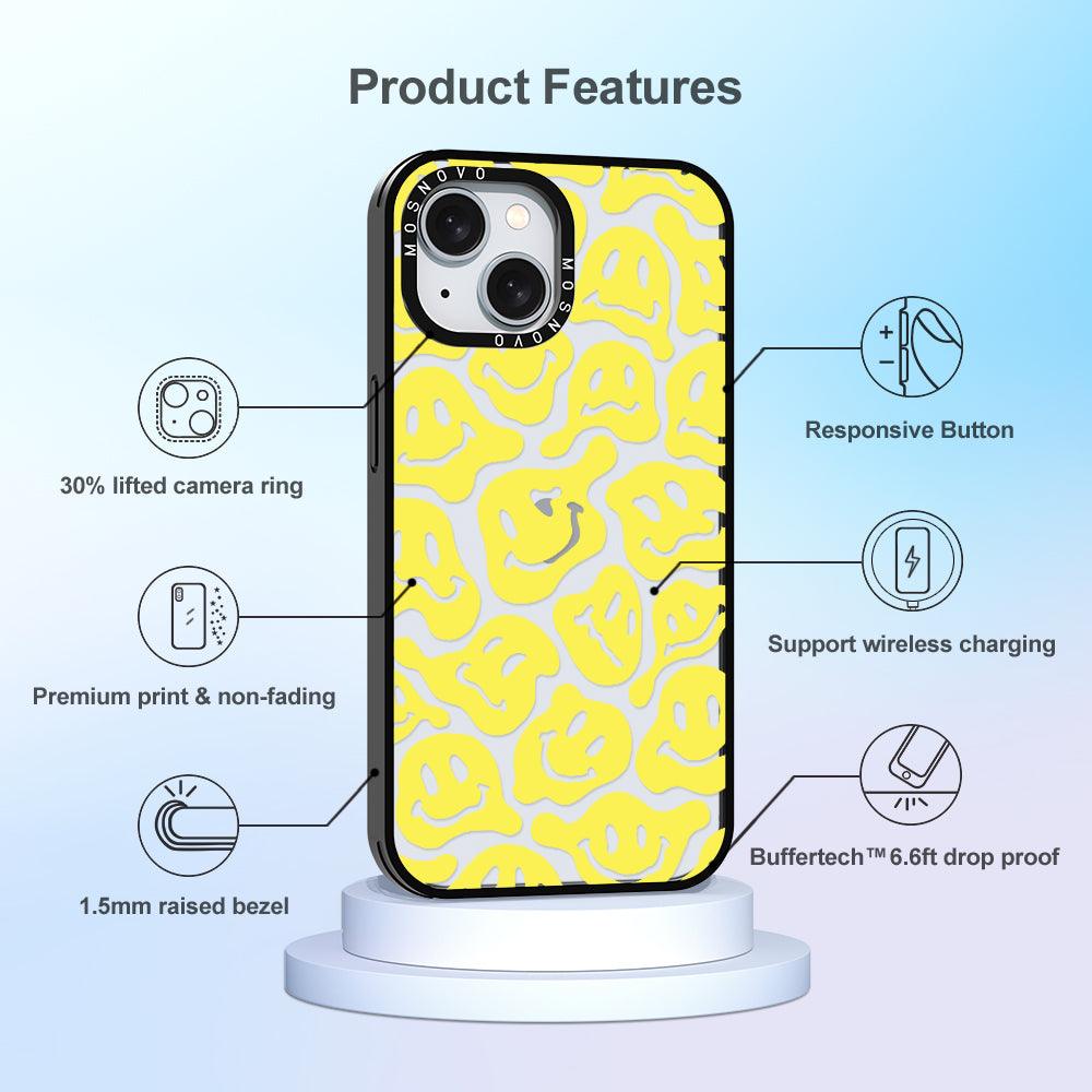 Melted Yellow Smiles Face Phone Case - iPhone 15 Case - MOSNOVO