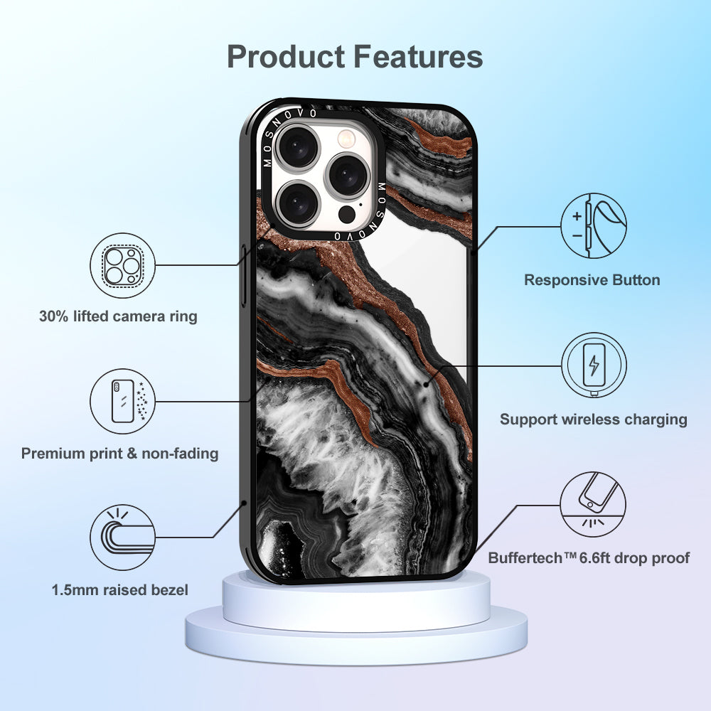 Black Agate Phone Case - iPhone 15 Pro Max Case - MOSNOVO