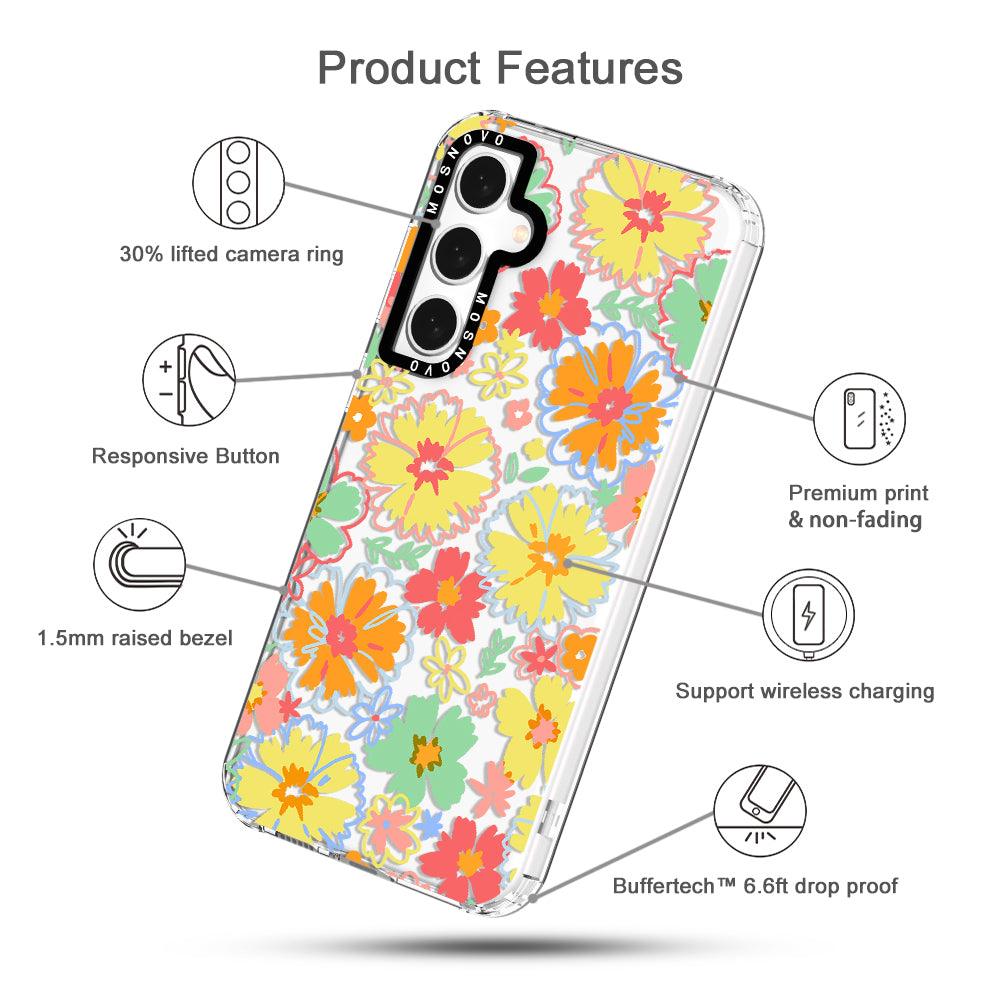 Retro Boho Hippie Flowers Phone Case - Samsung Galaxy S23 FE Case